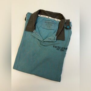Guess Jeans Teal and Gray Polo Shirt